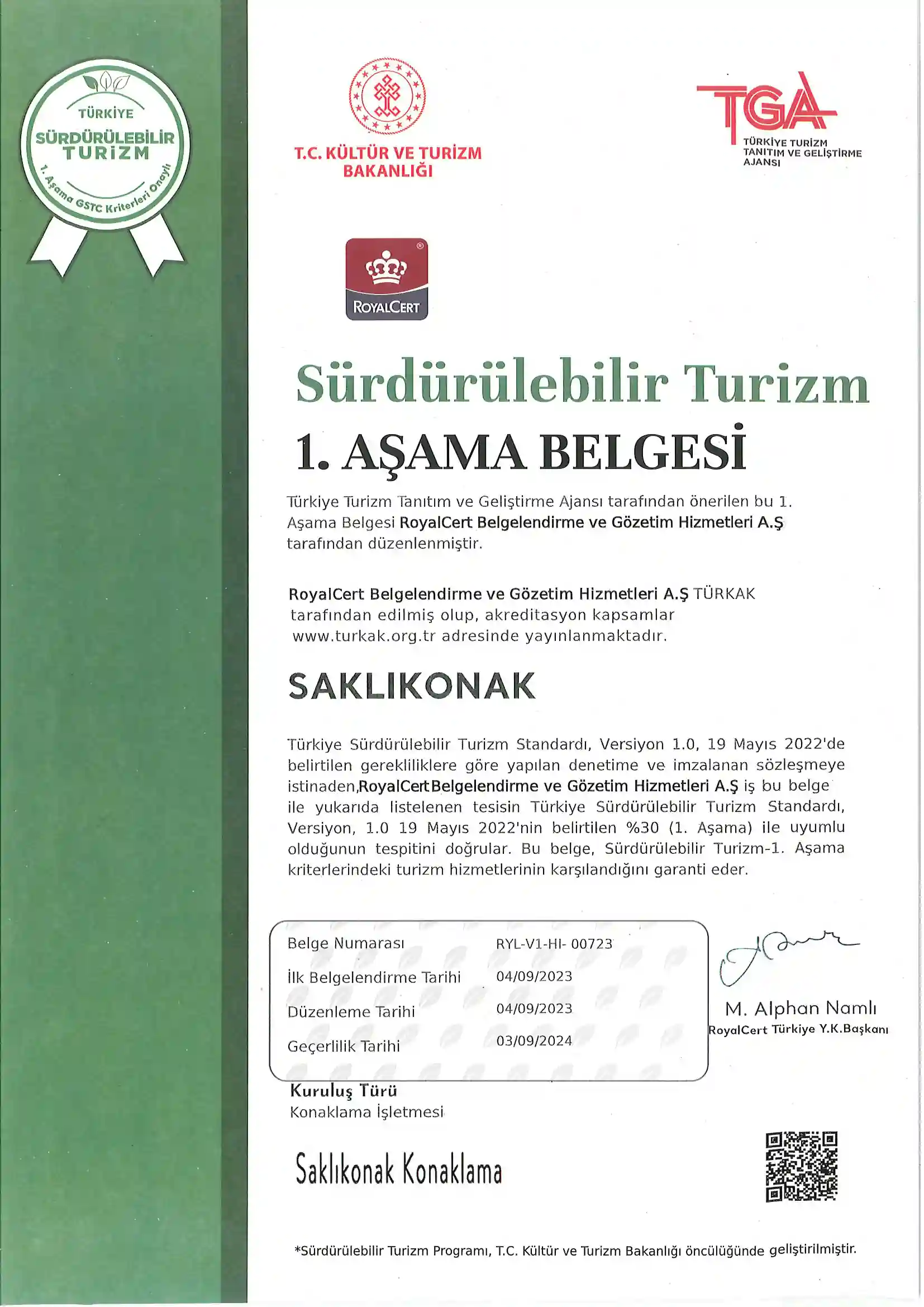 Güvenli Konaklama Sertifikası